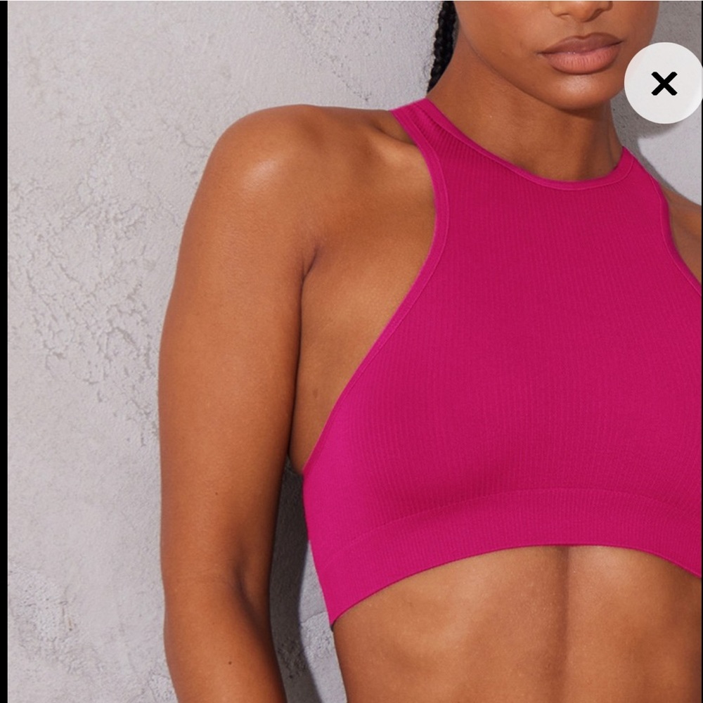 Pink Seamless Rib Racer Bra - Picture 4 of 5